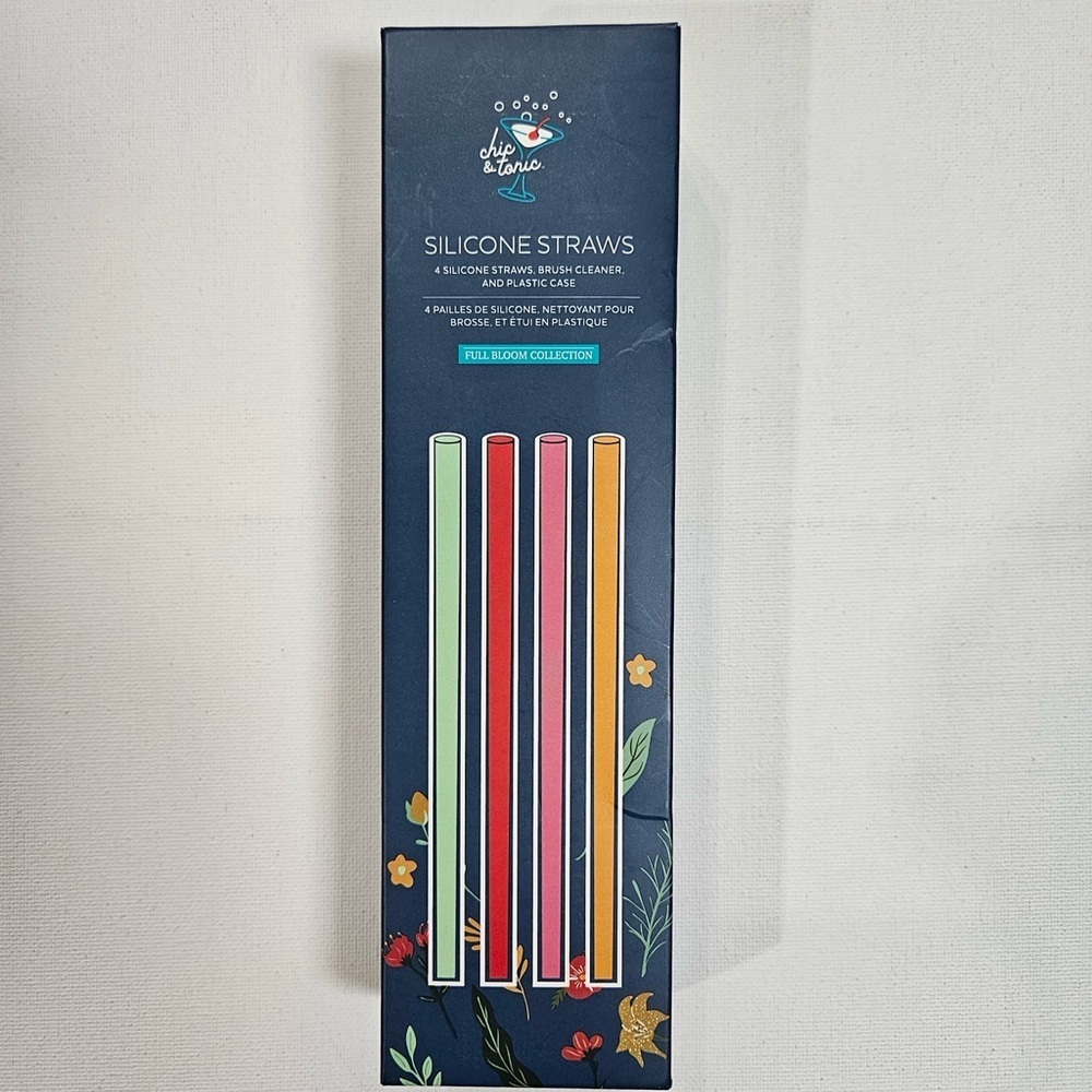 Chic & Tonic Silicone Straws Travel Set Eco-Friendly Reusable Portable‎ BPA-Free